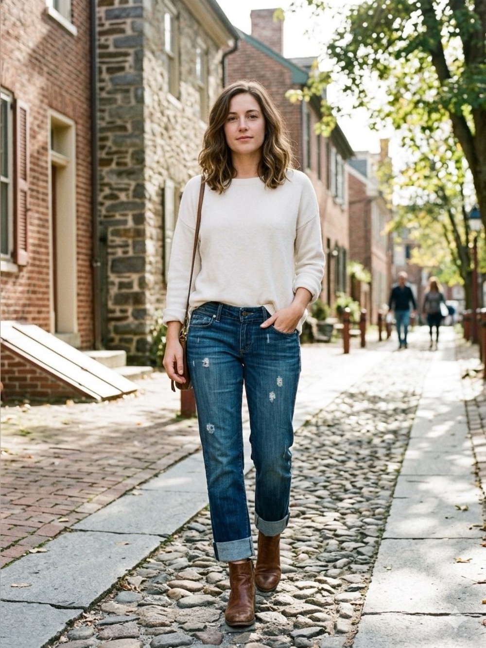 PAIGE “Jimmy Jimmy” Dark Indigo Distressed Boyfriend Jeans